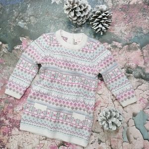 Cat & Jack Sparkly Snowflake Sweater Dress 6-9 M